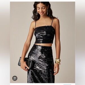 J Crew Collection navy sequin crop top